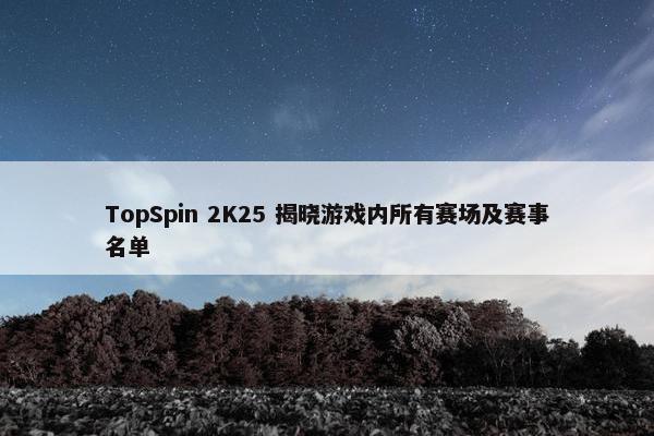 TopSpin 2K25 揭晓游戏内所有赛场及赛事名单