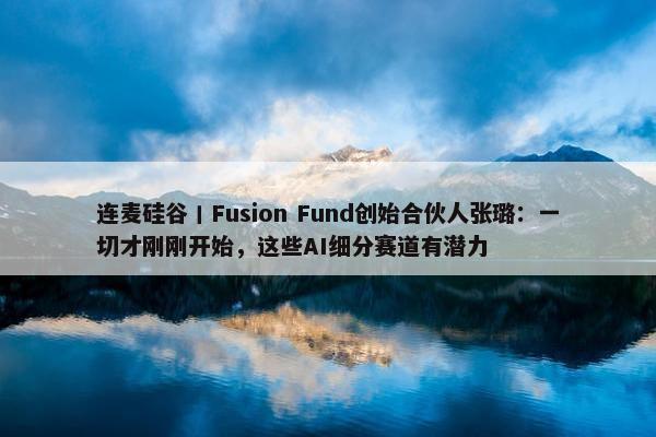 连麦硅谷丨Fusion Fund创始合伙人张璐：一切才刚刚开始，这些AI细分赛道有潜力